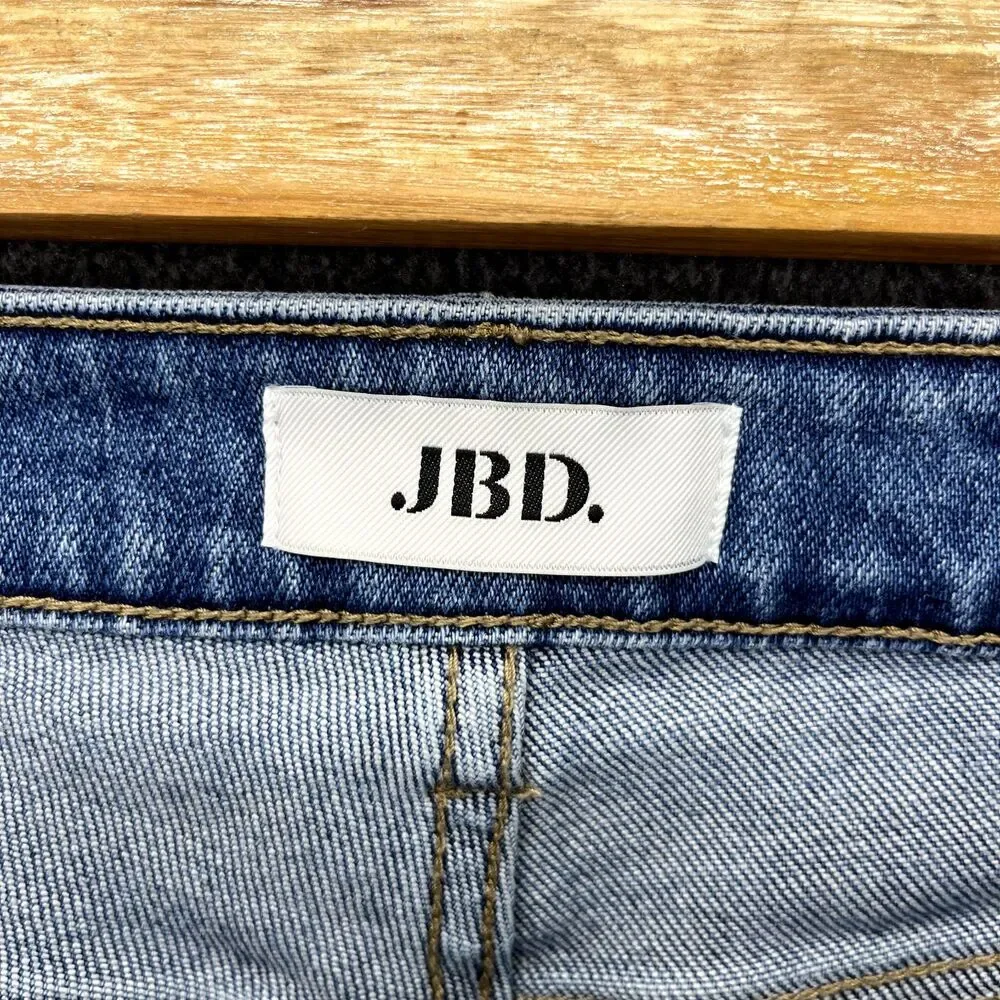JBD Jeans Y2K Womens 26 Blue‎ Frayed Raw Hem Flared Cropped Youth